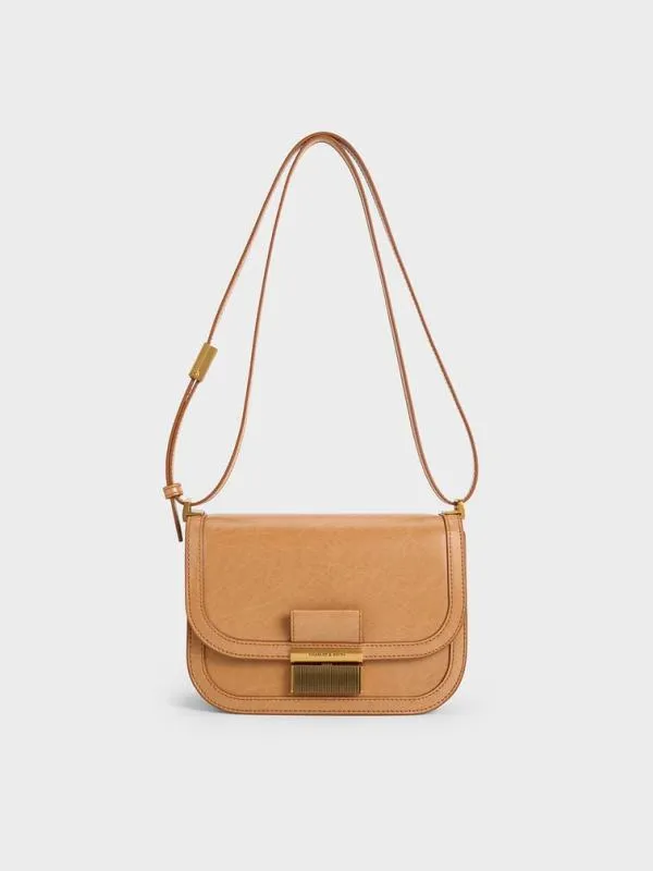 Women Charlot Bag 8211 Toffee CHARLES and KEITH Crossbody Bags