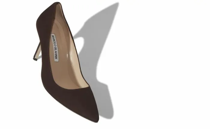 Women Chocolate Brown Suede Pointed Toe Pumps Manolo Blahnik Pumps