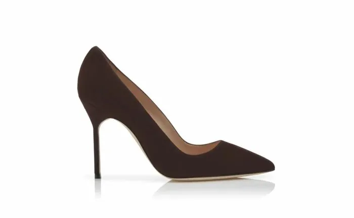 Women Chocolate Brown Suede Pointed Toe Pumps Manolo Blahnik Pumps