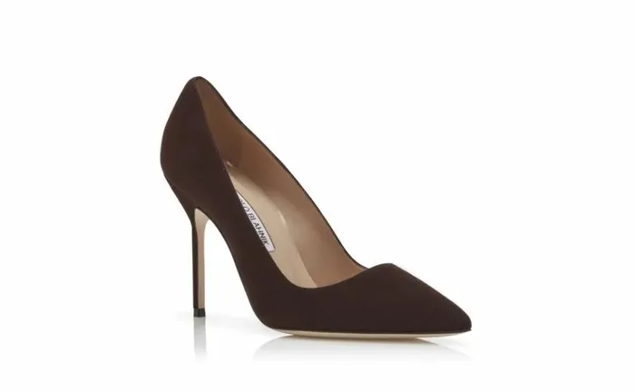 Women Chocolate Brown Suede Pointed Toe Pumps Manolo Blahnik Pumps