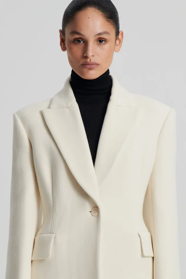 Women Coats Scanlan Theodore FAUX FUR COLLAR COAT CREME Women Coats Scanlan Theodore FAUX FUR COLLAR COAT CREME
