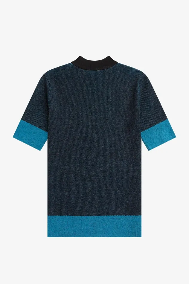 Women Contrast Rib Short Sleeve Jumper Black Fred Perry Knitwear