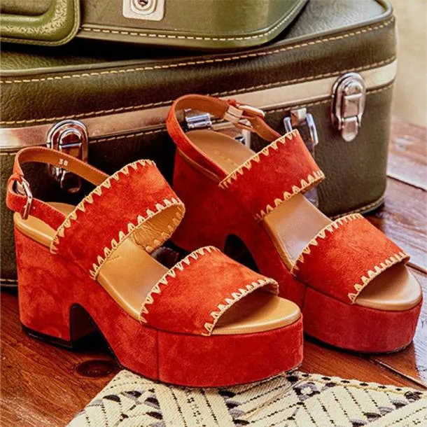 Women CORA Suede Red Clergerie Sandals