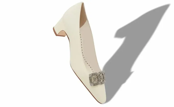 Women Cream Crepe De Chine Pumps Manolo Blahnik Pumps