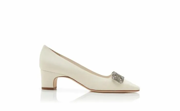 Women Cream Crepe De Chine Pumps Manolo Blahnik Pumps