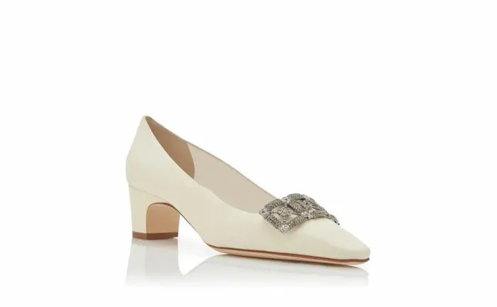 Women Cream Crepe De Chine Pumps Manolo Blahnik Pumps
