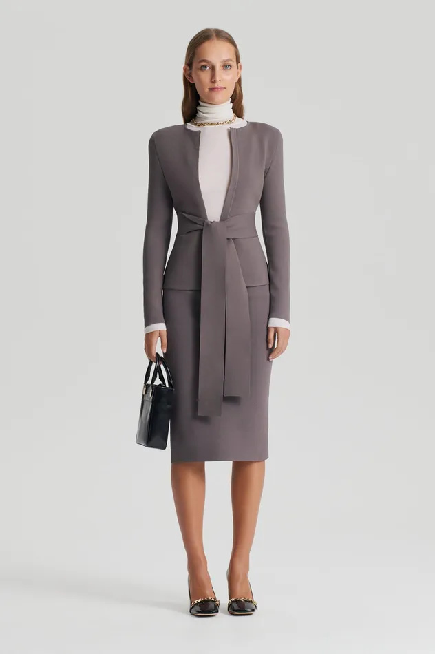 Women CREPE KNIT CURVED HEM JACKET TORBA Jackets Scanlan Theodore