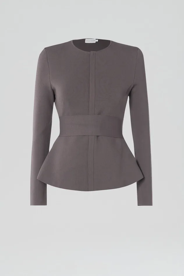 Women CREPE KNIT CURVED HEM JACKET TORBA Jackets Scanlan Theodore Women CREPE KNIT CURVED HEM JACKET TORBA Jackets Scanlan Theodore