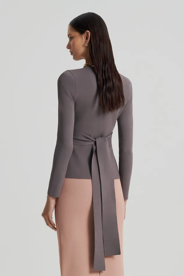 Women CREPE KNIT CURVED HEM JACKET TORBA Jackets Scanlan Theodore Women CREPE KNIT CURVED HEM JACKET TORBA Jackets Scanlan Theodore