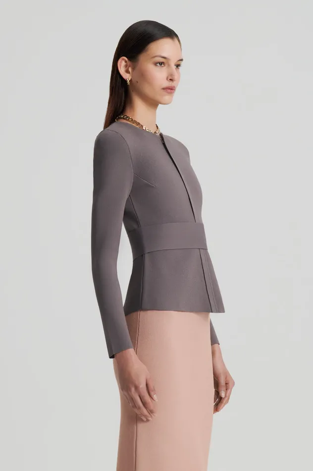 Women CREPE KNIT CURVED HEM JACKET TORBA Jackets Scanlan Theodore Women CREPE KNIT CURVED HEM JACKET TORBA Jackets Scanlan Theodore