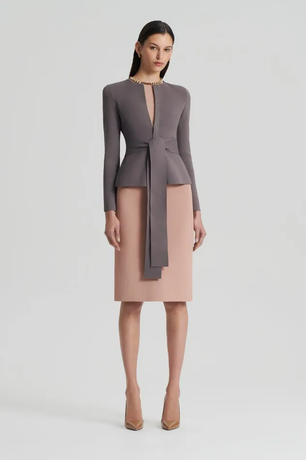 Women CREPE KNIT CURVED HEM JACKET TORBA Jackets Scanlan Theodore Women CREPE KNIT CURVED HEM JACKET TORBA Jackets Scanlan Theodore