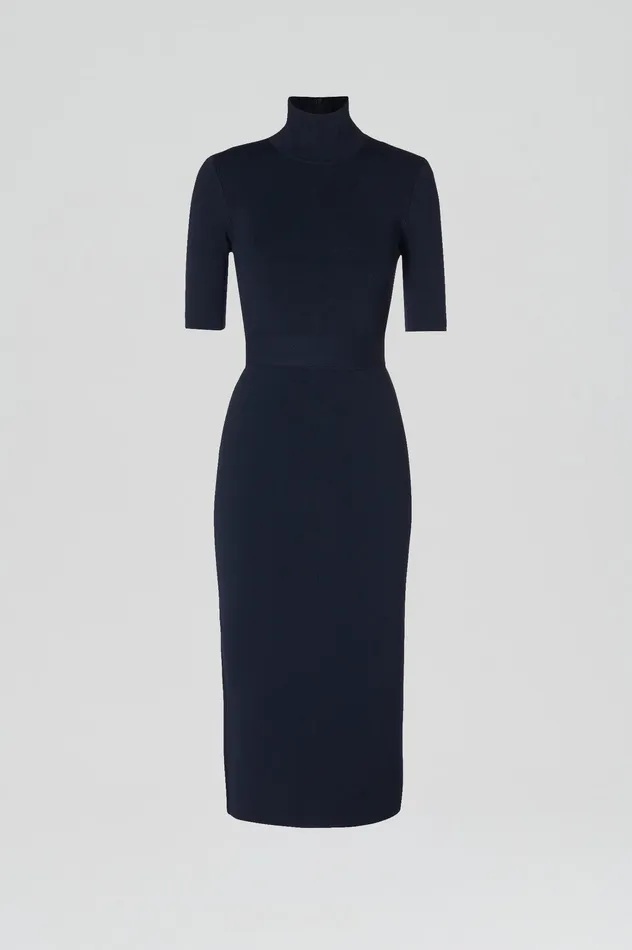 Women CREPE KNIT SHORT SLEEVE POLO DRESS NAVY Dresses Scanlan Theodore