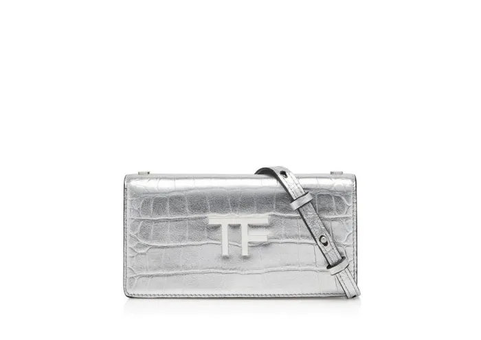 Women Cross Body Bags Tom Ford Metallic Leather Tf Mini Bag Silver