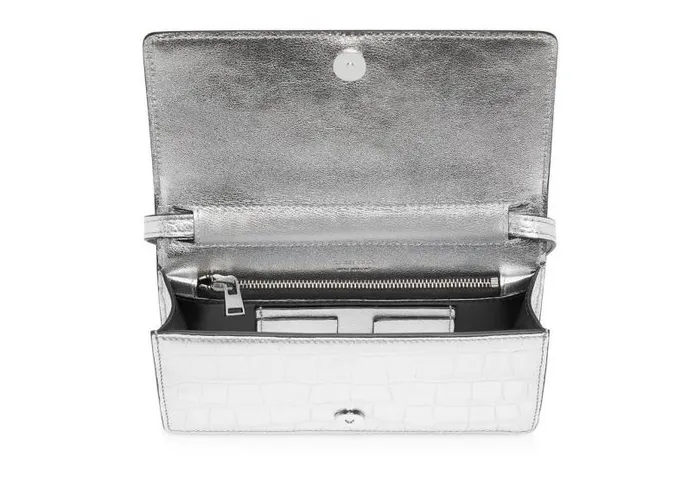 Women Cross Body Bags Tom Ford Metallic Leather Tf Mini Bag Silver Women Cross Body Bags Tom Ford Metallic Leather Tf Mini Bag Silver