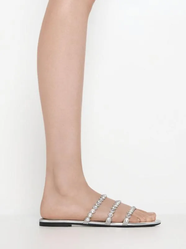 Women CrystalEmbellished TripleStrap Sandals 8211 Silver CHARLES and KEITH Sandals