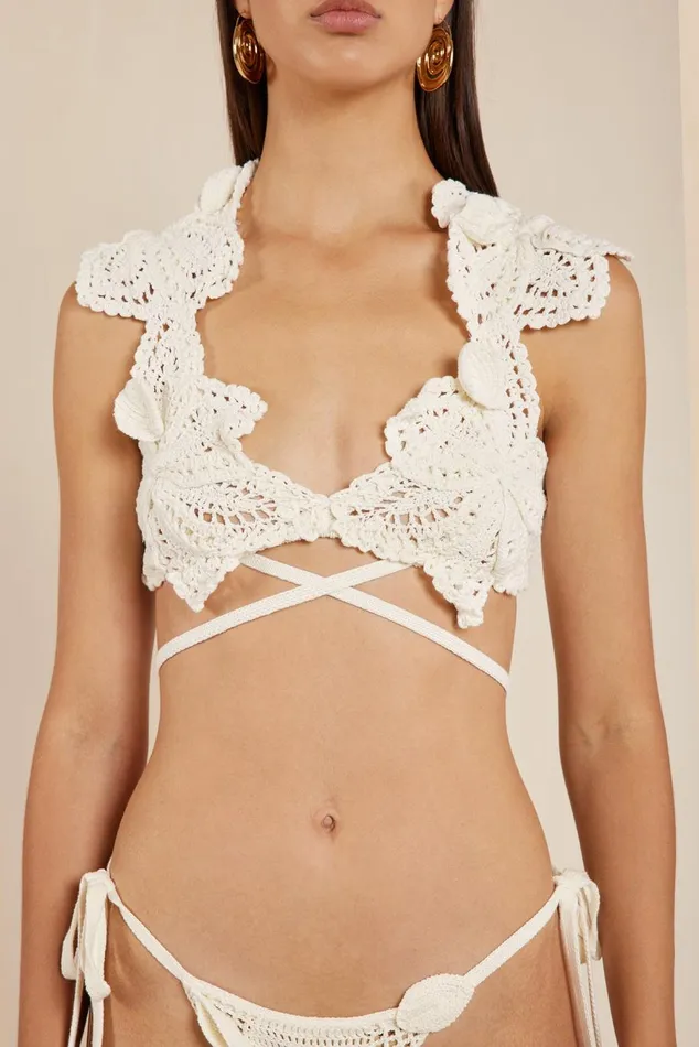 Women Cult Gaia Bikinis REINA CROCHET BIKINI TOP 8211 OFF WHITE