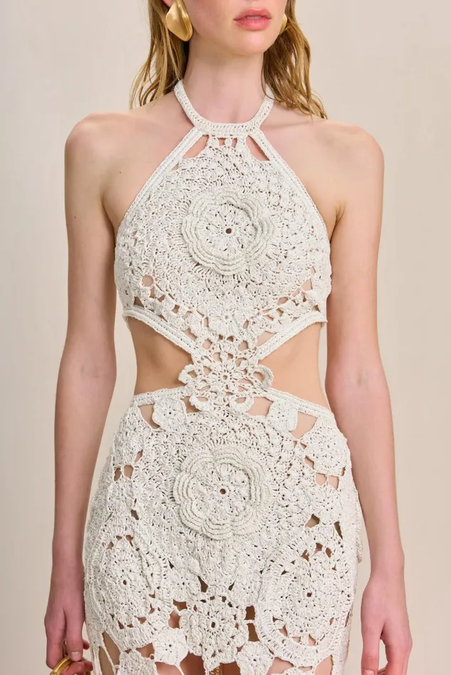Women Cult Gaia Dresses ACCALIA CROCHET GOWN 8211 OFF WHITE