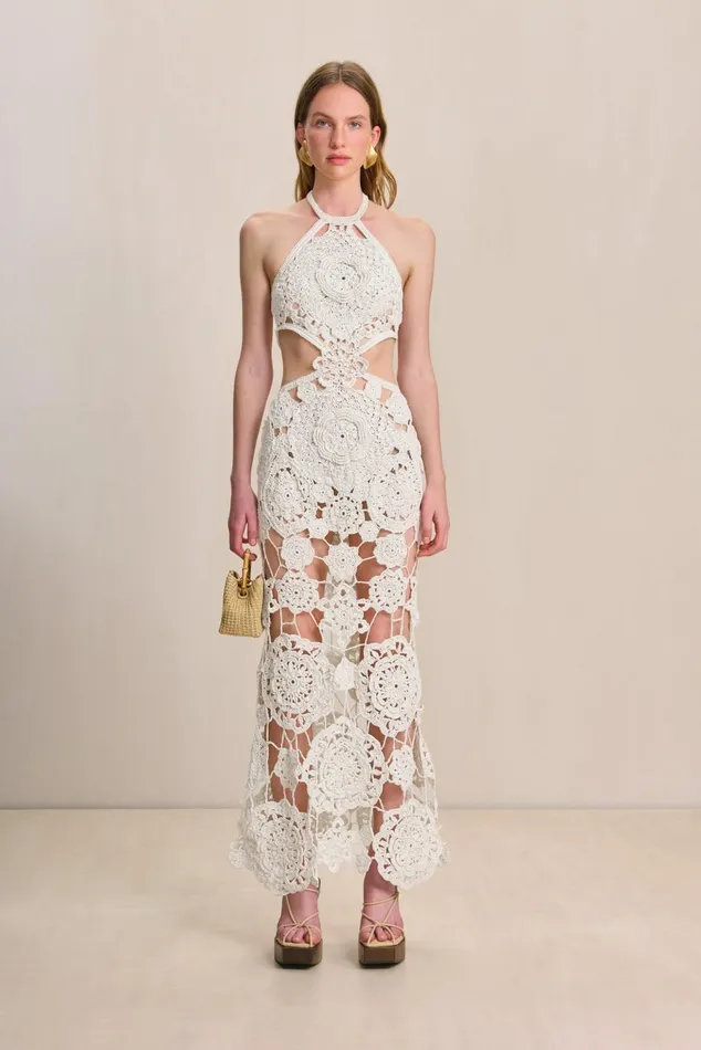 Women Cult Gaia Dresses ACCALIA CROCHET GOWN 8211 OFF WHITE