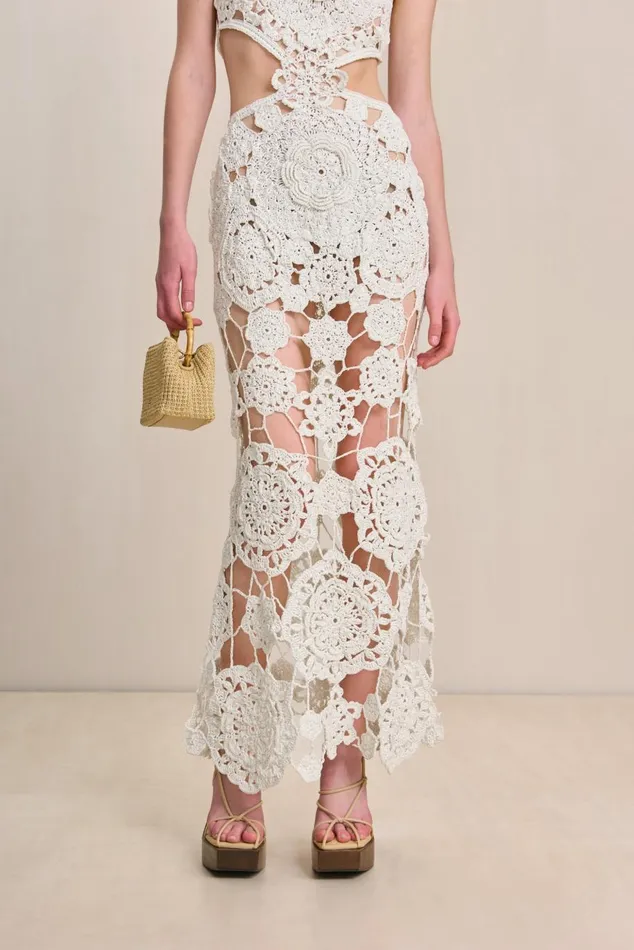 Women Cult Gaia Dresses ACCALIA CROCHET GOWN 8211 OFF WHITE