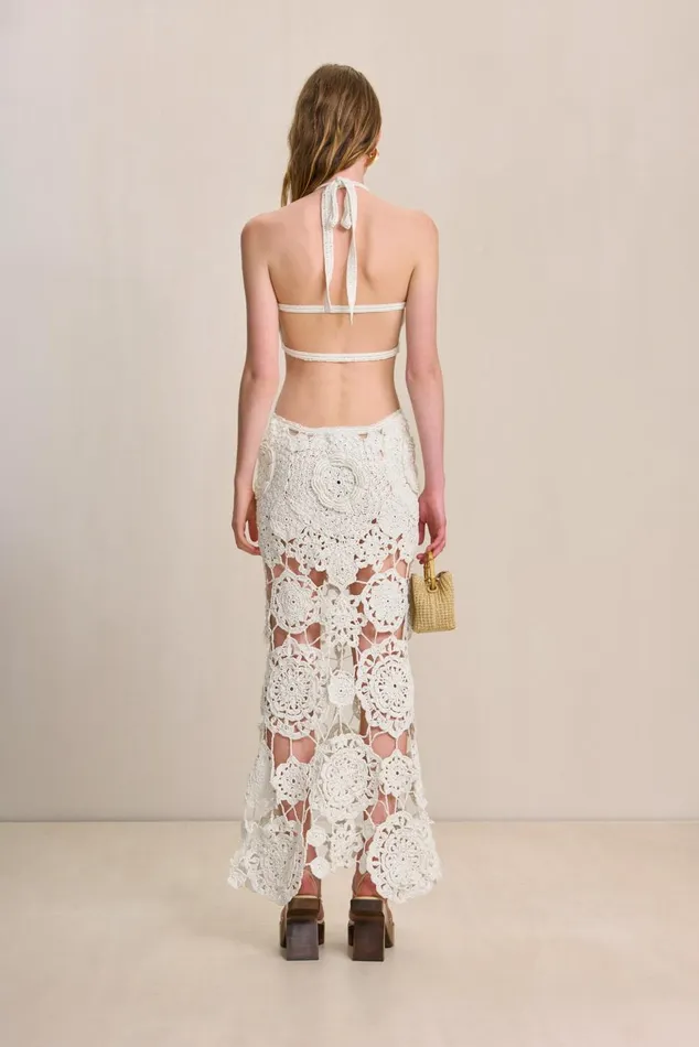 Women Cult Gaia Dresses ACCALIA CROCHET GOWN 8211 OFF WHITE