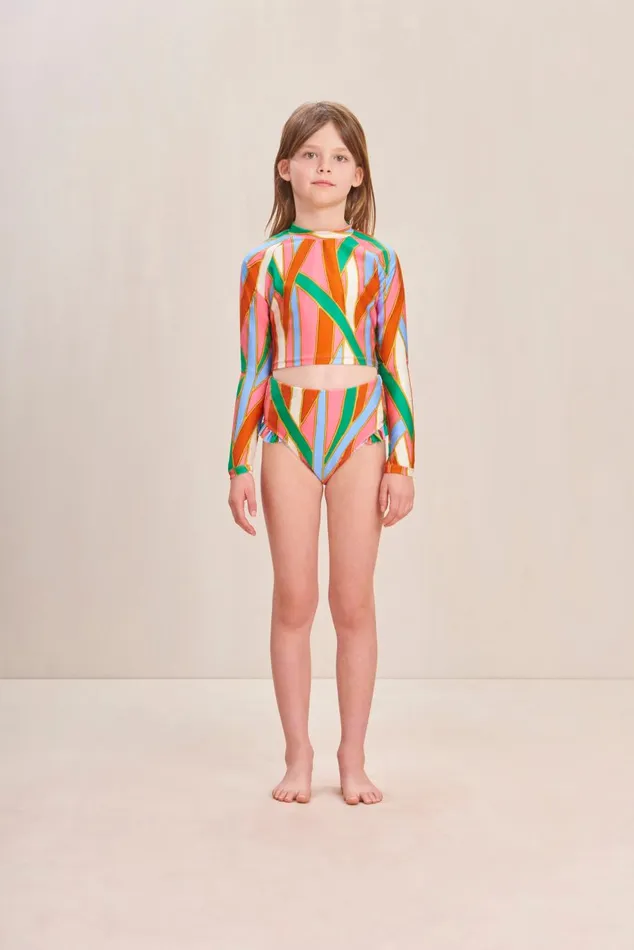 Women Cult Gaia Sets MARY KIDS RASHGUARD SET 8211 VINTAGE STRIPE PRINT