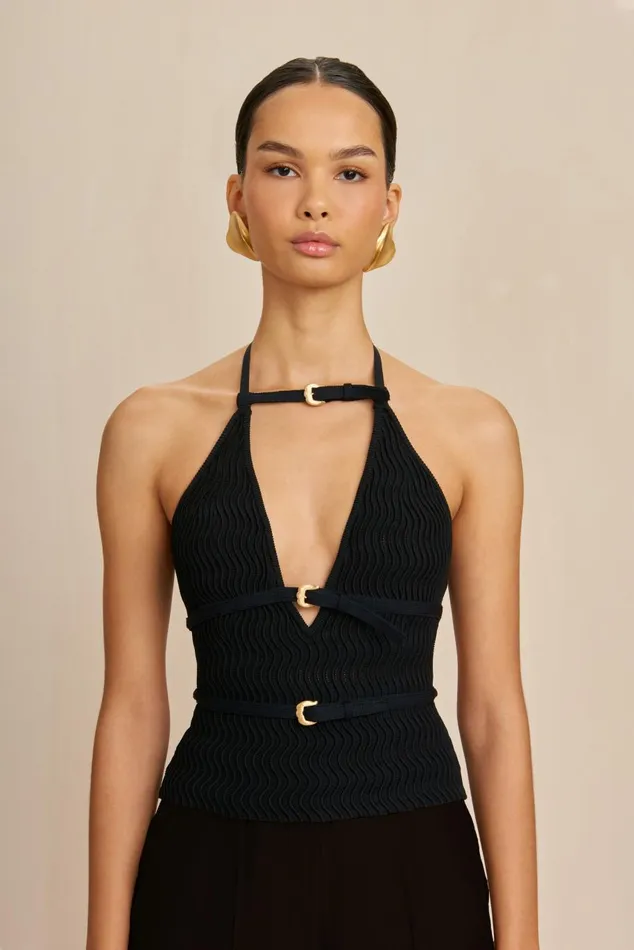 Women Cult Gaia Tops EVY KNIT TOP 8211 BLACK