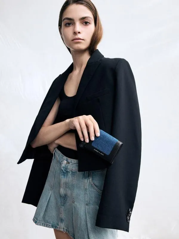 Women Daylla Denim Wallet 8211 Denim Blue CHARLES and KEITH Small Wallets