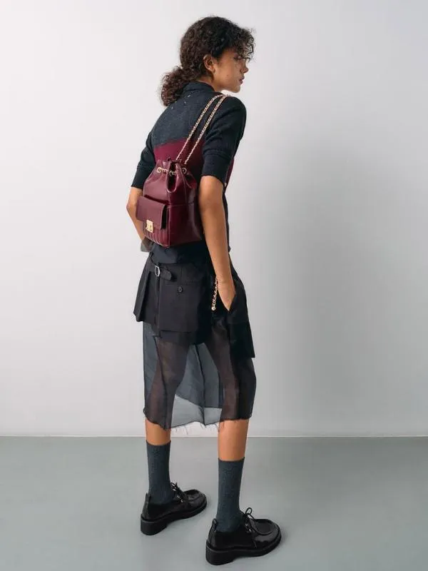 Women Donna CrinkleEffect Backpack 8211 Burgundy CHARLES and KEITH Backpacks