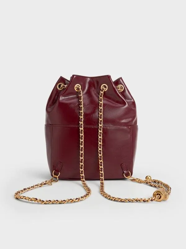 Women Donna CrinkleEffect Backpack 8211 Burgundy CHARLES and KEITH Backpacks