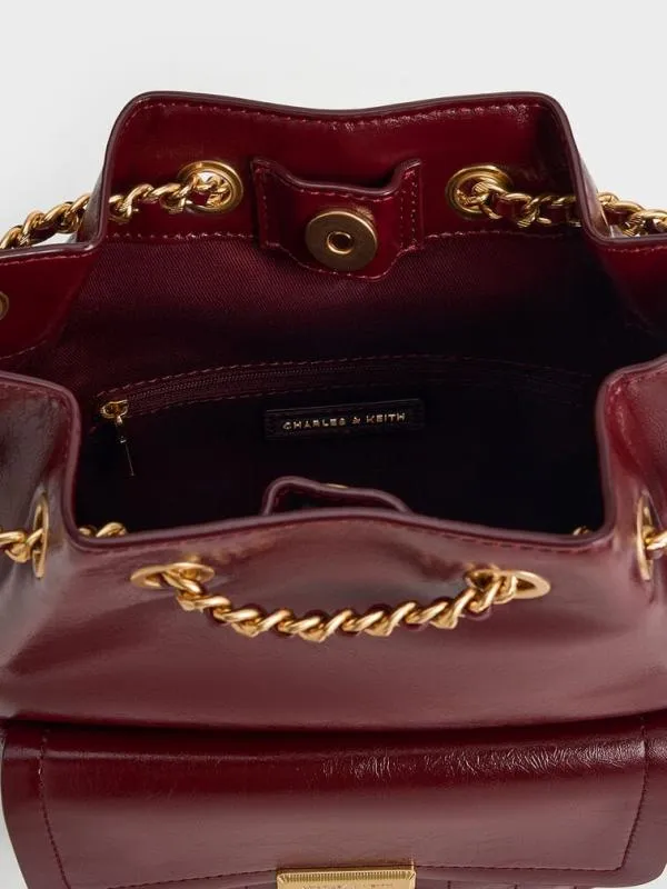 Women Donna CrinkleEffect Backpack 8211 Burgundy CHARLES and KEITH Backpacks