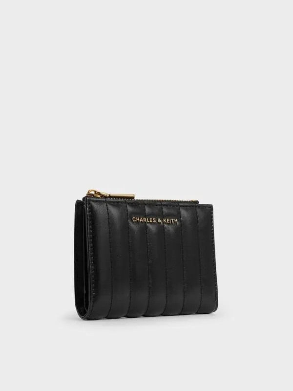 Women Donna CrinkleEffect Panelled TopZip Wallet 8211 Black CHARLES and KEITH Small Wallets