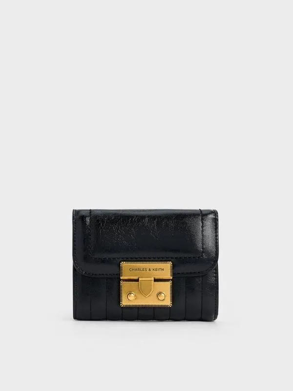Women Donna CrinkleEffect Wallet 8211 Black CHARLES and KEITH Small Wallets