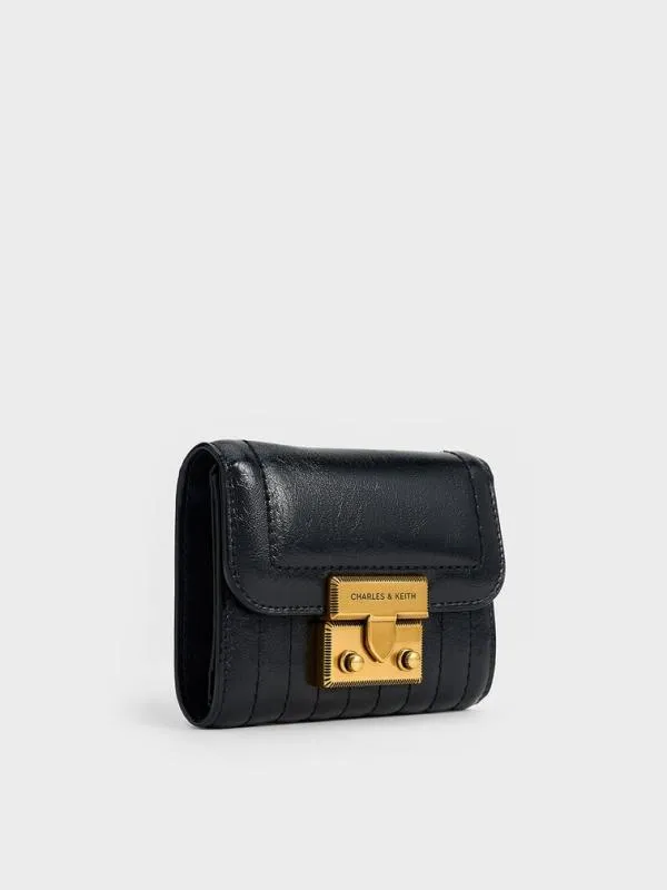Women Donna CrinkleEffect Wallet 8211 Black CHARLES and KEITH Small Wallets