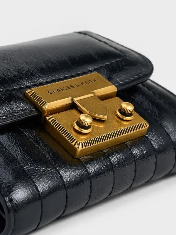 Women Donna CrinkleEffect Wallet 8211 Black CHARLES and KEITH Small Wallets