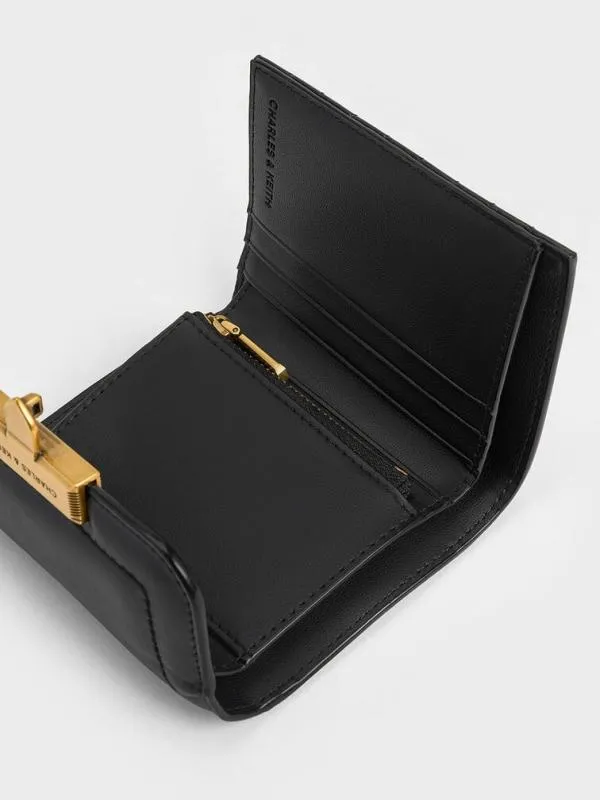 Women Donna CrinkleEffect Wallet 8211 Black CHARLES and KEITH Small Wallets