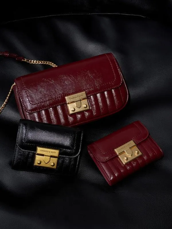 Women Donna CrinkleEffect Wallet 8211 Black CHARLES and KEITH Small Wallets