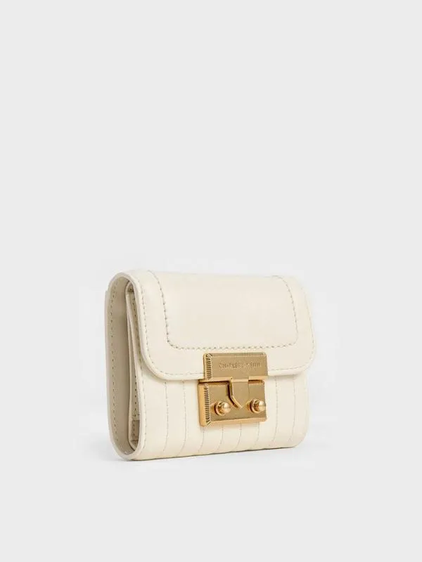 Women Donna CrinkleEffect Wallet 8211 Cream CHARLES and KEITH Small Wallets