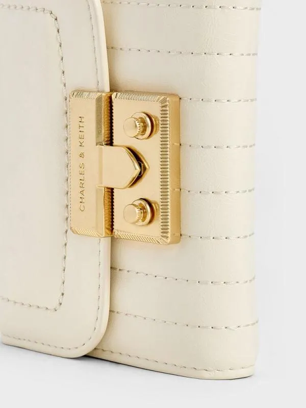 Women Donna CrinkleEffect Wallet 8211 Cream CHARLES and KEITH Small Wallets