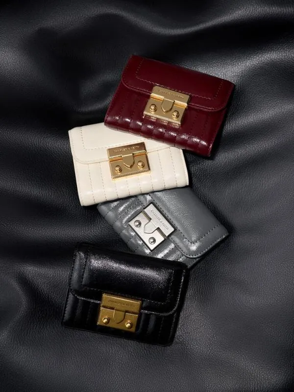 Women Donna CrinkleEffect Wallet 8211 Cream CHARLES and KEITH Small Wallets
