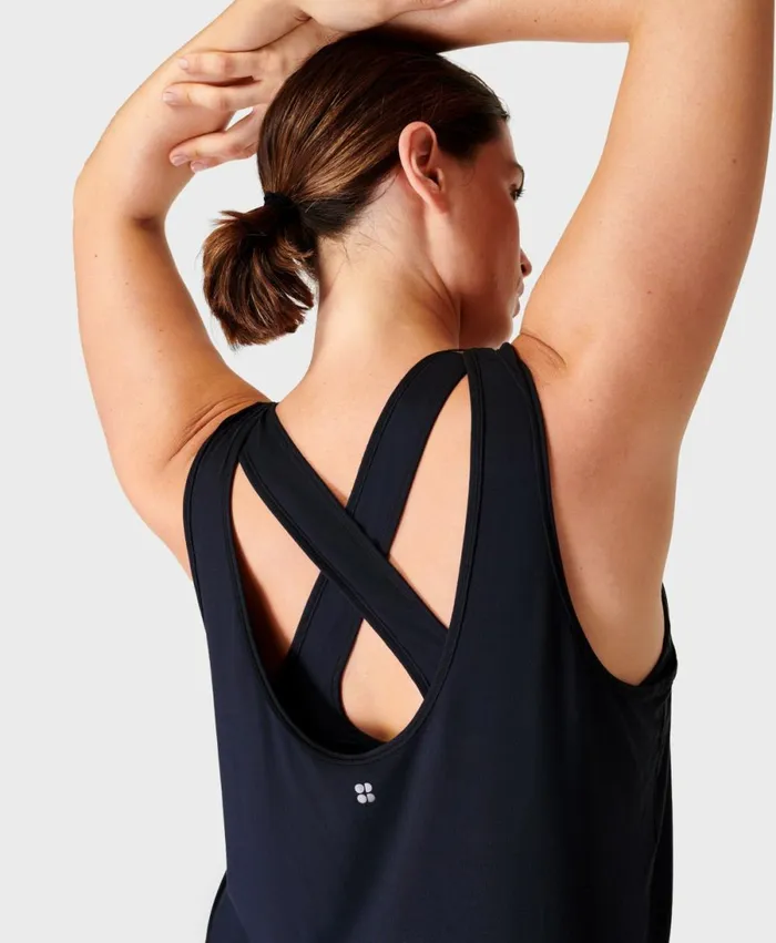 Women Double Up Vest Black Sweaty Betty Vest Tops