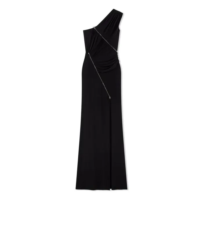 Women Dresses Tom Ford Glossy Viscose Jersey One Shoulder Evening Dress Black