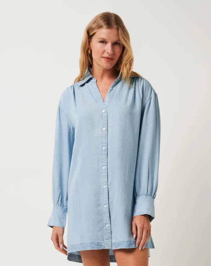 Women Dresses TravisMathew CHAMBRAY SHIRT DRESS Light Wash
