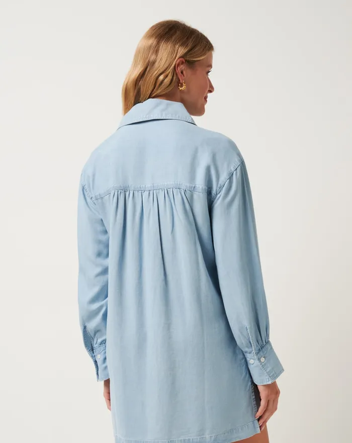 Women Dresses TravisMathew CHAMBRAY SHIRT DRESS Light Wash