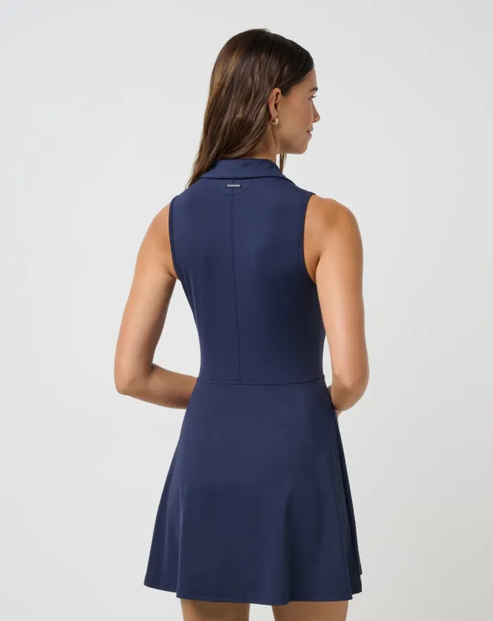 Women Dresses TravisMathew MOVEKNIT SLEEVELESS POLO DRESS 20 Navy Blazer