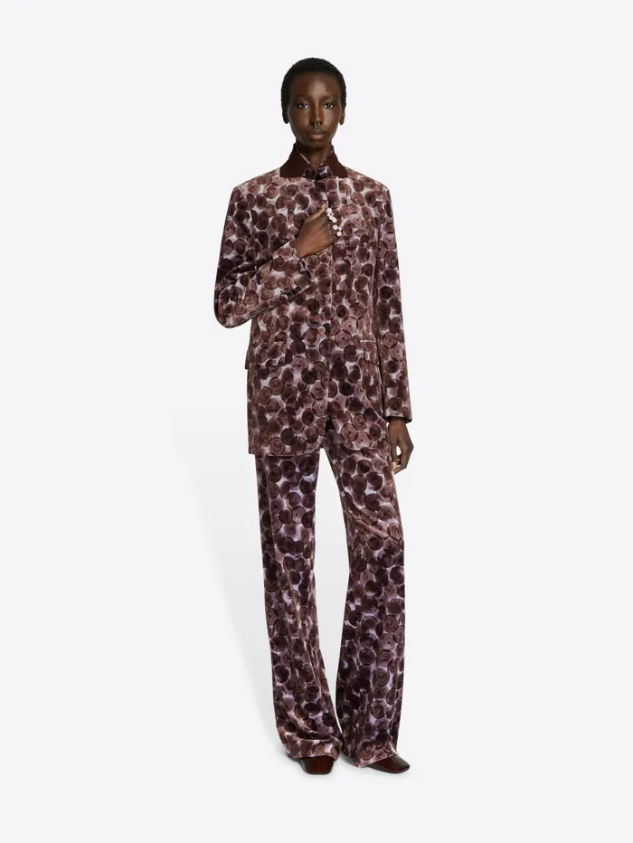 Women Dries Van Noten Pants Printed Velvet Pants
