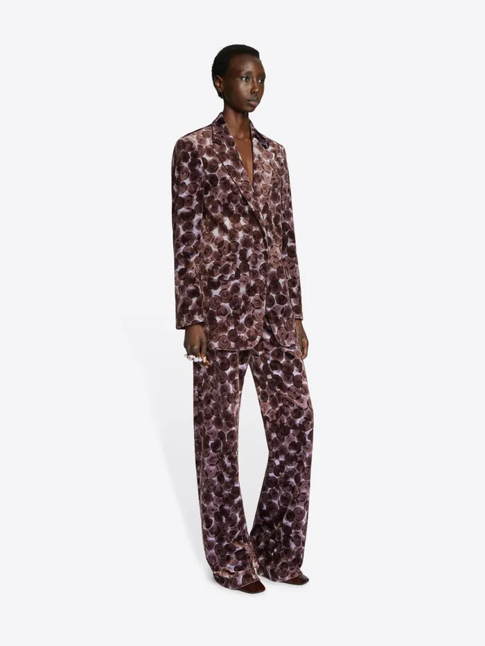 Women Dries Van Noten Pants Printed Velvet Pants