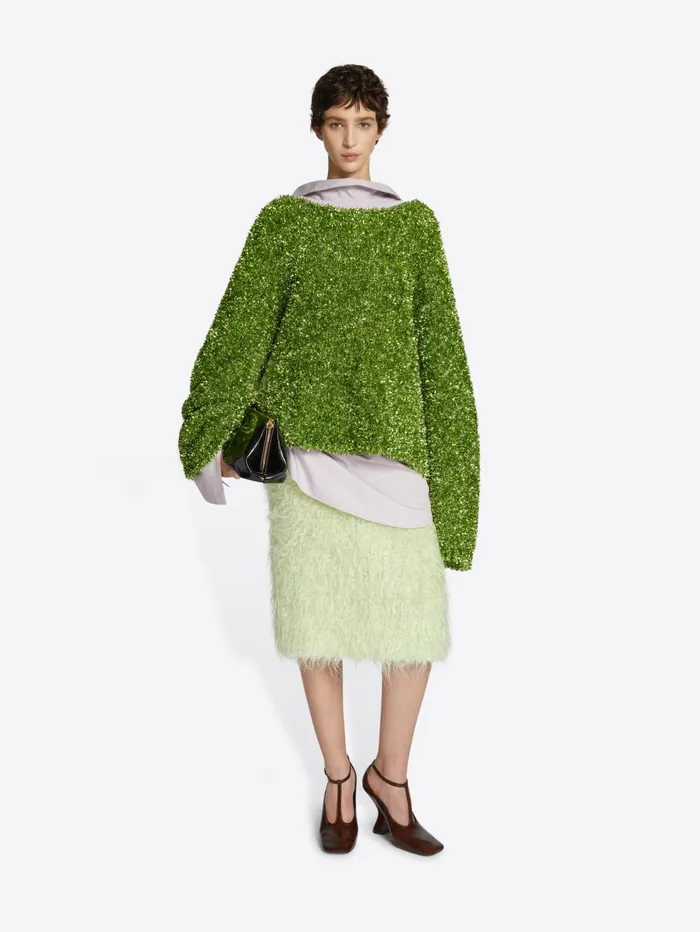 Women Dries Van Noten Skirts Faux Fur Skirt