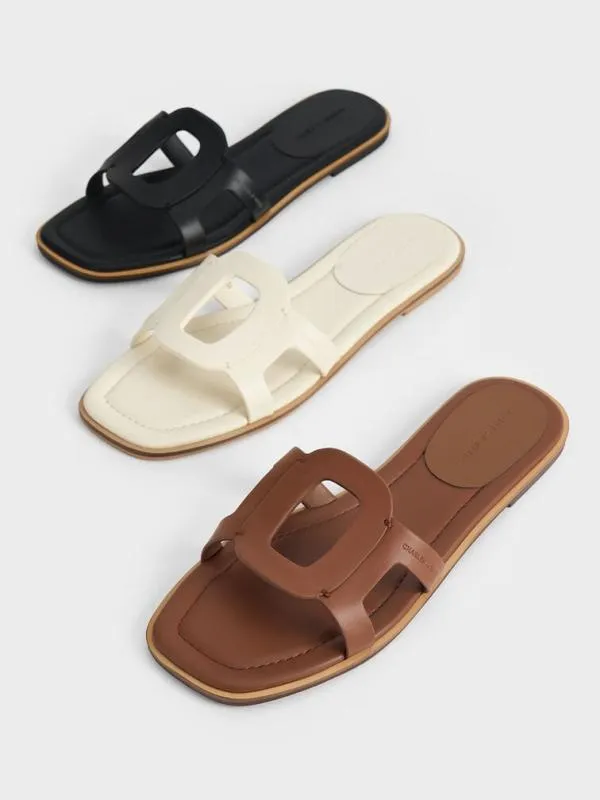 Women Easley CutOut Slide Sandals 8211 Chalk CHARLES and KEITH Sandals