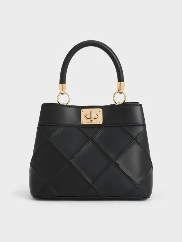 Women Eleni Quilted Top Handle Bag 8211 Black CHARLES and KEITH Top Handle Bags Women Eleni Quilted Top Handle Bag 8211 Black CHARLES and KEITH Top Handle Bags