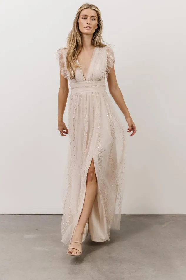 Women Embellished Sequin Baltic Born Annika Sequin Mesh Maxi Dress Nude Blush Women Embellished Sequin Baltic Born Annika Sequin Mesh Maxi Dress Nude Blush